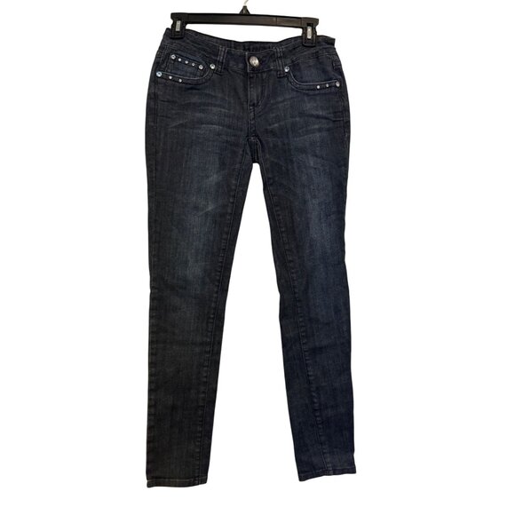 L.A. Idol Jeans Womens Size 5 Dark Wash Embellished Skinny Denim Pants USA - Picture 2 of 9